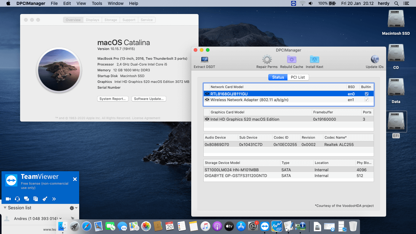 Success Hackintosh macOS Catalina 10.15.7 Build 19H15 in Asus A556U-FXX039T